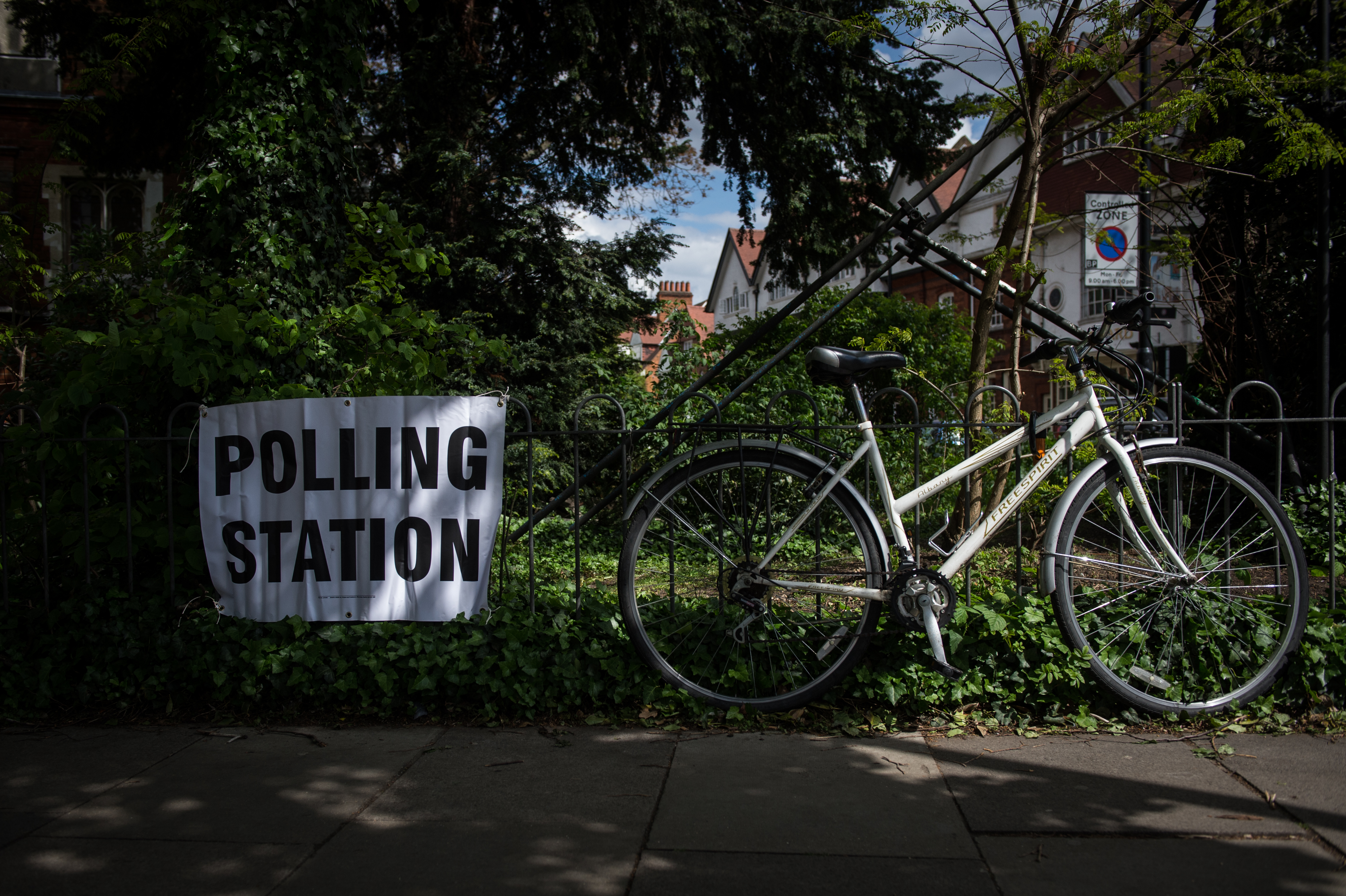 A bicycle outside a polling station