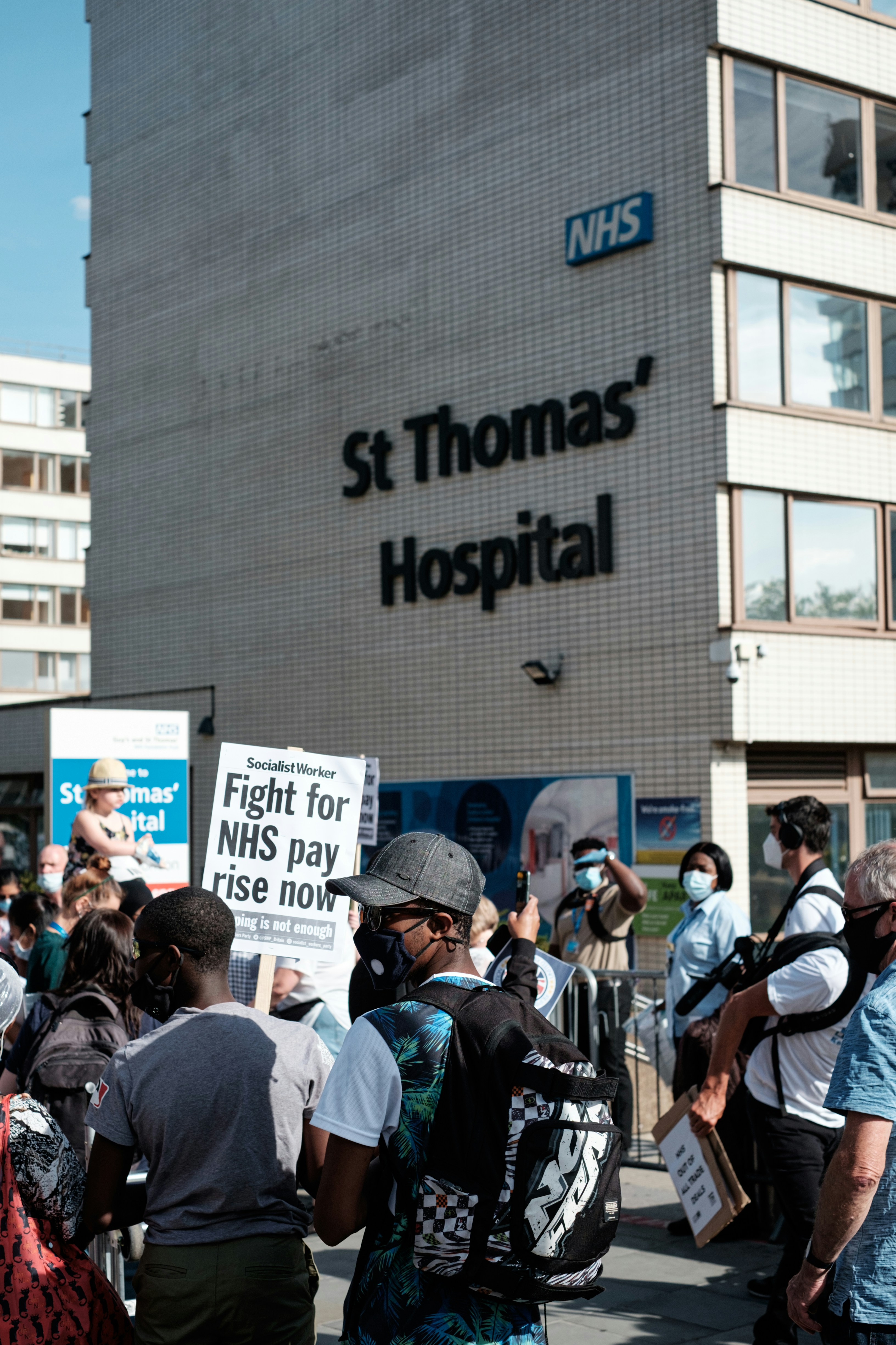 A protest outside a hospital