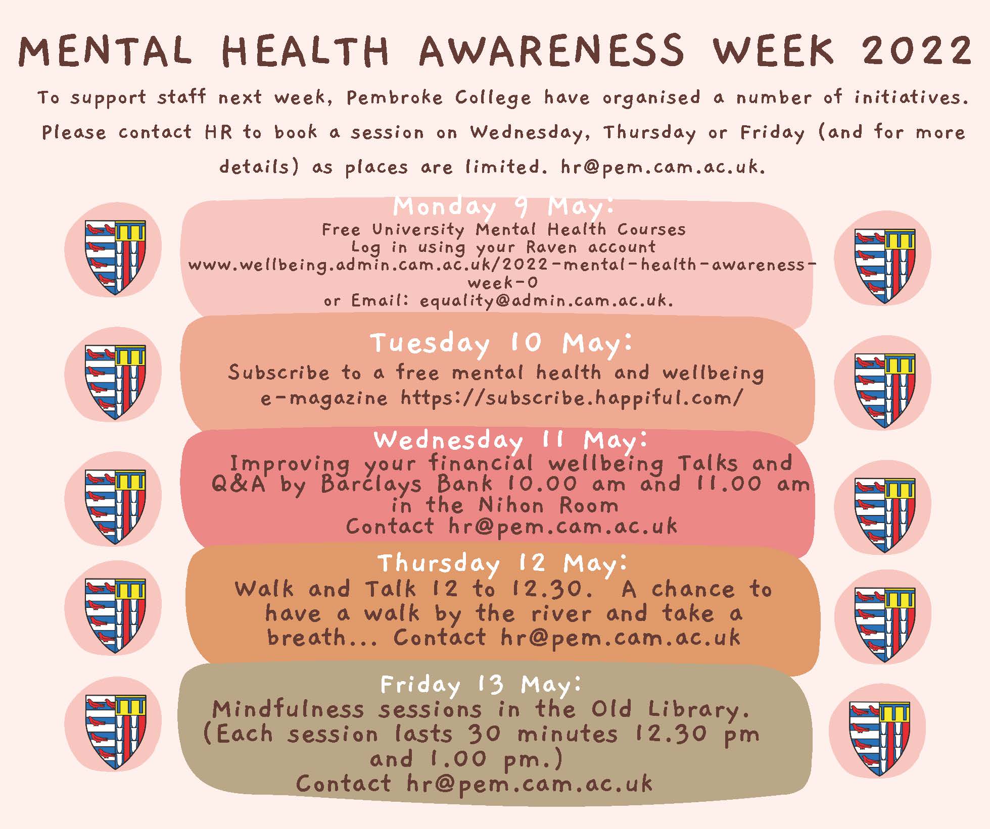 Pembroke Mental Health Awareness Week 2022 Event Timetable