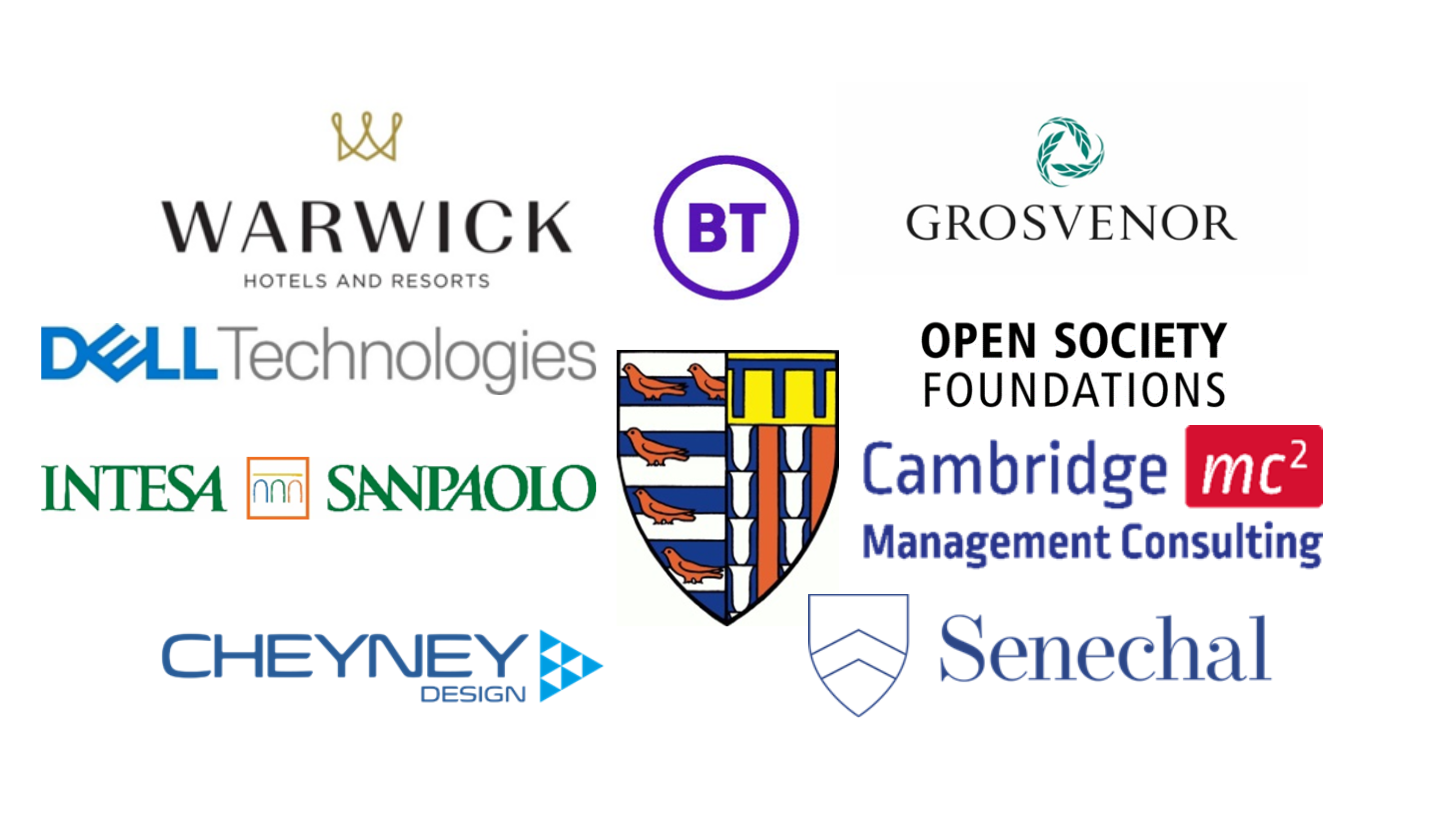 Members of the Corporate Partnership Programme include Warwick, Dell, Intesa Sanpaolo, Cheyney, BT, Grosvenor, Open Society Foundations, Cambridge Management Consulting, Senechal and Fund Executives