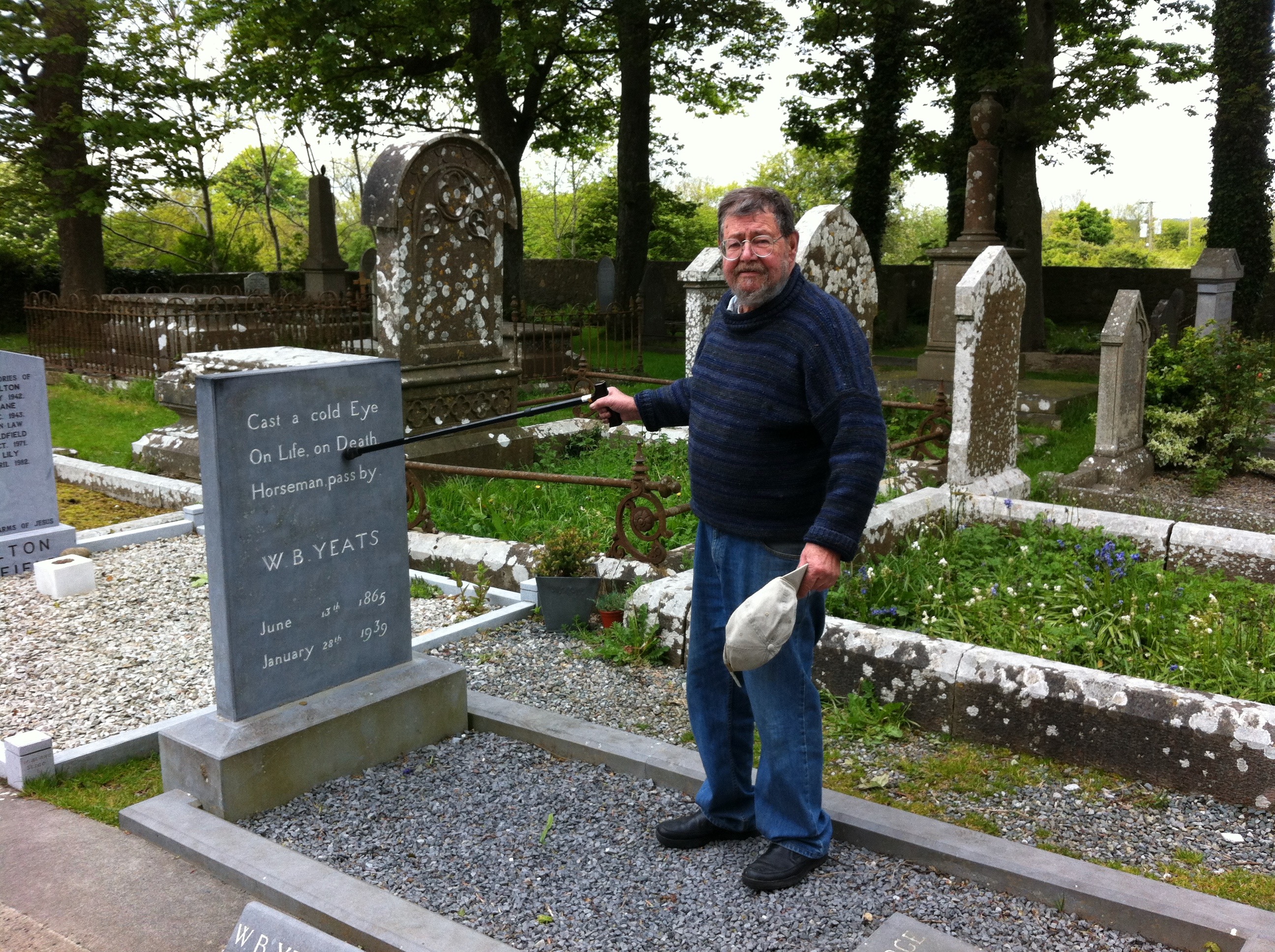 Barrie Cooke stood on Yeats' Grave, 2012. Photo by Mark Wormald
