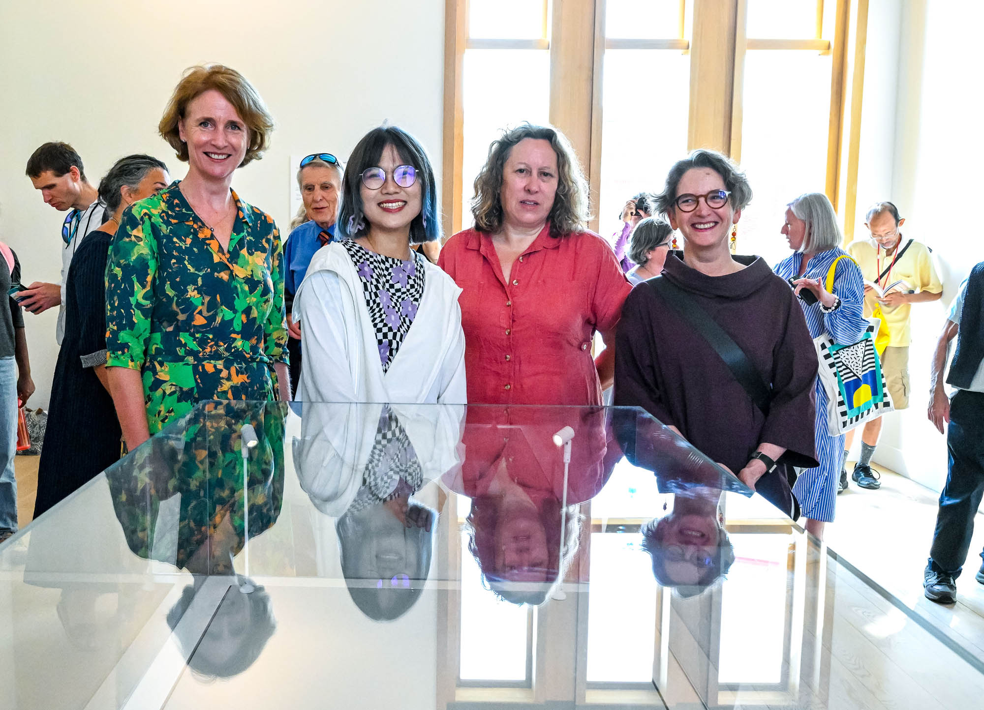 Professor Rosalind Polly Blakesley with artists Xinyi Bi, Rebecca Ilett and Idit Nathan