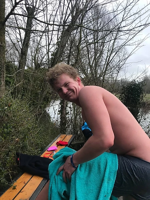 Dan after a bracing swim in the Cam