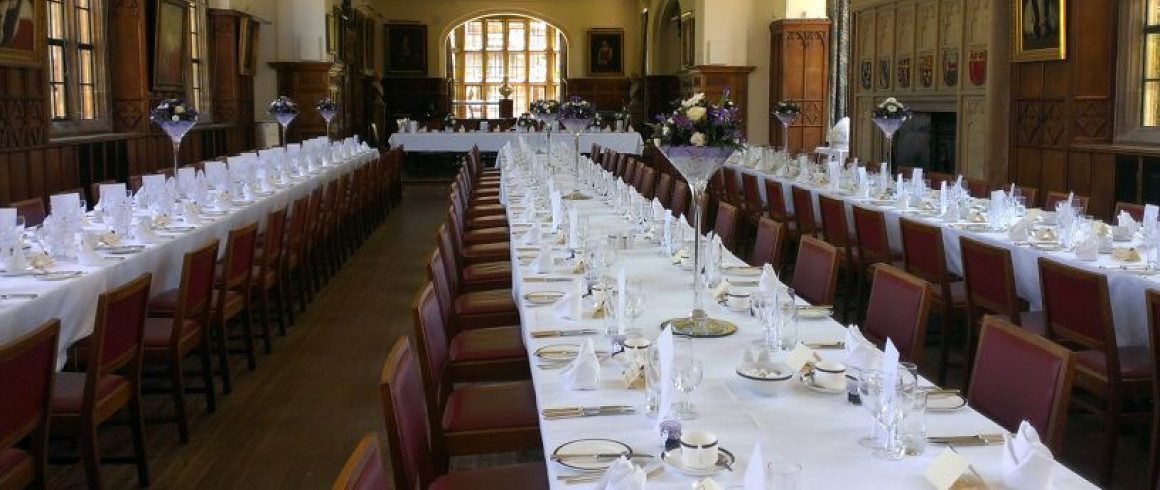 Hall laid ready for a formal dinner