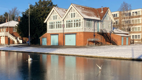 Frozen River Cam in front of Pembroke Boat House