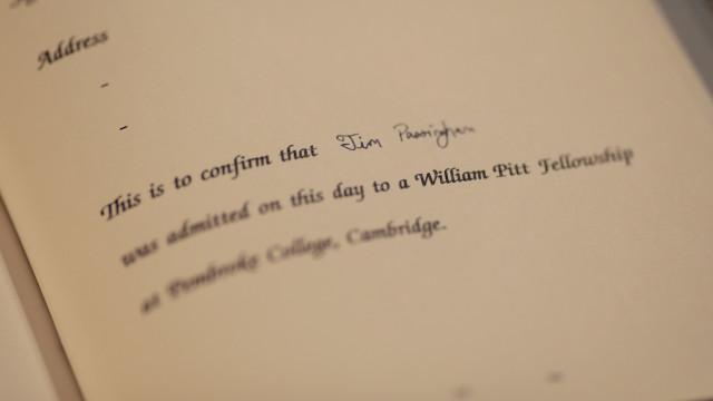 Tim's name in The William Pitt Book